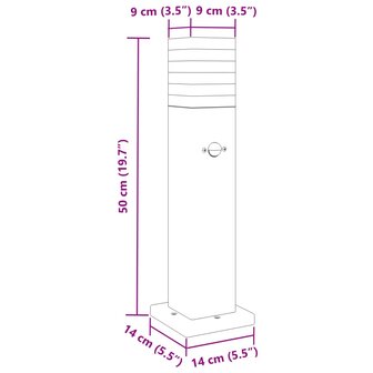 Vloerlampen voor buiten 3 st met sensor 50 cm aluminium zwart 7