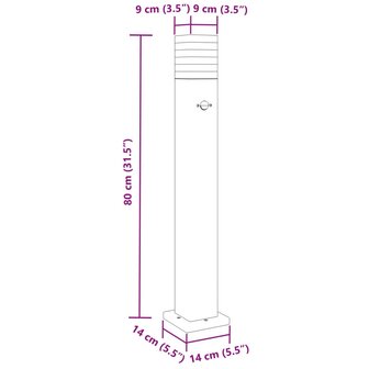 Vloerlampen voor buiten 3 st met sensor 80 cm aluminium zwart 7