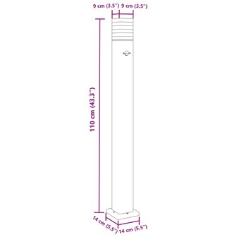 Vloerlamp voor buiten met sensor 110 cm aluminium zwart 7