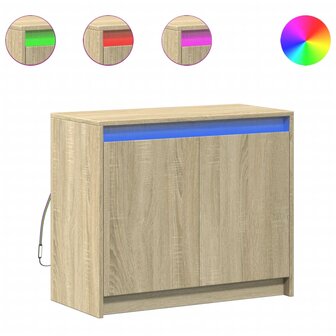 Dressoir met LED 72x34x61 cm bewerkt hout sonoma eikenkleurig 2