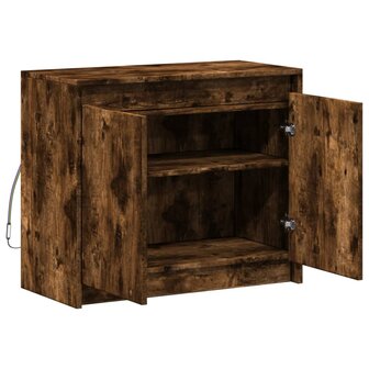 Dressoir met LED 72x34x61 cm bewerkt hout gerookt eikenkleurig 7