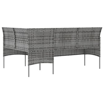 Loungebank met kussens L-vormig poly rattan grijs 5