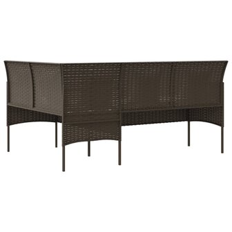 Loungebank met kussens L-vormig poly rattan bruin 5