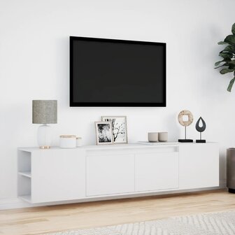 Tv-wandmeubel met LED-verlichting 180x31x39,5 cm wit 4