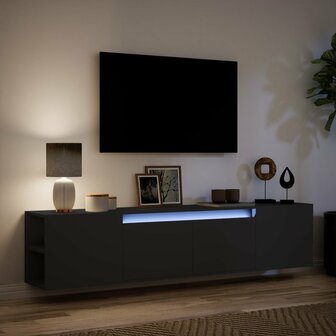 Tv-wandmeubel met LED-verlichting 180x31x39,5 cm zwart 5