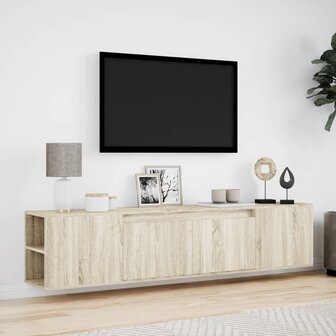 Tv-wandmeubel met LED-verlichting 180x31x39,5 cm sonoma eiken 4