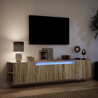 Tv-wandmeubel met LED-verlichting 180x31x39,5 cm sonoma eiken 5