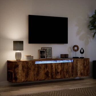 Tv-wandmeubel met LED-verlichting 180x31x39,5 cm gerookt eiken 5