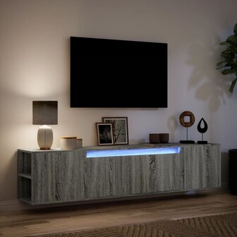 Tv-wandmeubel met LED-verlichting 180x31x39,5 cm grijs sonoma 5