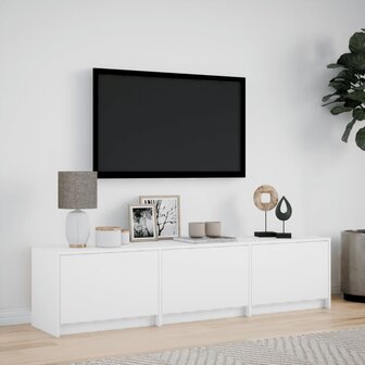 Tv-meubel met LED 165x34x40 cm bewerkt hout wit 4