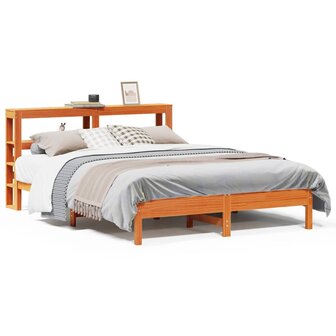 Bed met matras massief grenenhout wasbruin 140x190 cm 1