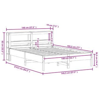 Bed met matras massief grenenhout wasbruin 140x190 cm 12