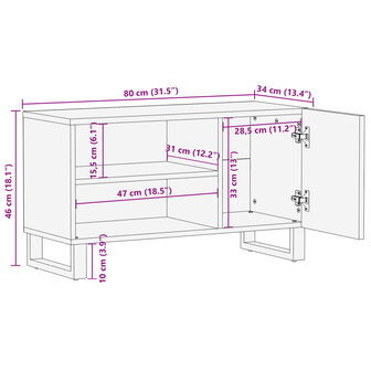 Tv-meubel 80x34x46 cm massief ruw mangohout 9