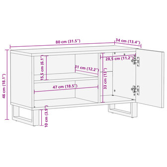 Tv-meubel 80x34x46 cm massief acaciahout 9