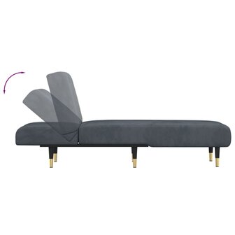 Chaise longue fluweel donkergrijs 6