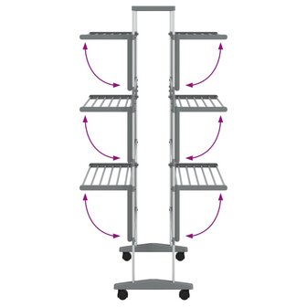 Droogrek met wieltjes 89x64x129 cm aluminium 6