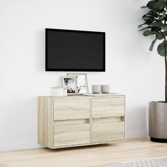 Tv-wandmeubel met LED-verlichting 80x31x45 cm sonoma eikenkleur 4