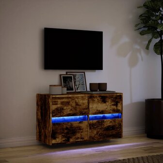 Tv-wandmeubel met LED-verlichting 80x31x45 cm gerookt eiken 5