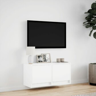 Tv-wandmeubel met LED-verlichting 80x31x35 cm wit 4