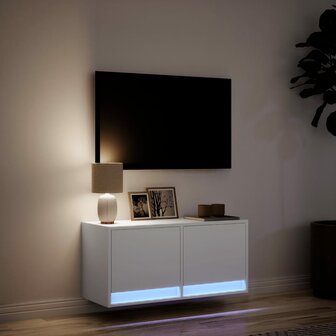 Tv-wandmeubel met LED-verlichting 80x31x35 cm wit 5