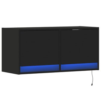 Tv-wandmeubel met LED-verlichting 80x31x35 cm zwart 3