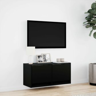 Tv-wandmeubel met LED-verlichting 80x31x35 cm zwart 4