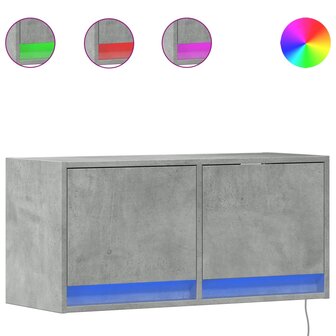 Tv-wandmeubel met LED-verlichting 80x31x35 cm betongrijs 2