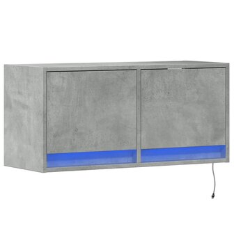 Tv-wandmeubel met LED-verlichting 80x31x35 cm betongrijs 3