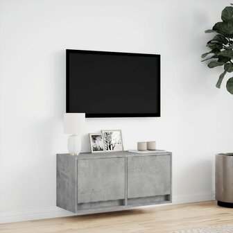 Tv-wandmeubel met LED-verlichting 80x31x35 cm betongrijs 4