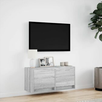 Tv-wandmeubel met LED 80x31x35 cm grijs sonoma eikenkleurig 4