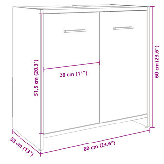 Wastafelkast 60x33x60 cm bewerkt hout sonoma eikenkleurig 10