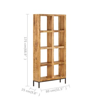 Boekenkast 80x25x175 cm massief mangohout 7