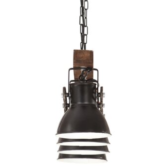 Plafondlamp industrieel E27 mangohout zwart 5