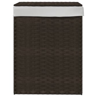 Wasmand met deksel 46x33x60 cm poly rattan donkerbruin 3