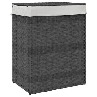 Wasmand met deksel 46x33x60 cm poly rattan grijs 2