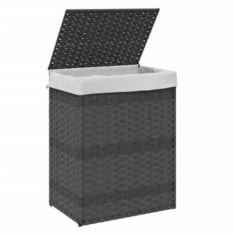 Wasmand met deksel 46x33x60 cm poly rattan grijs 4