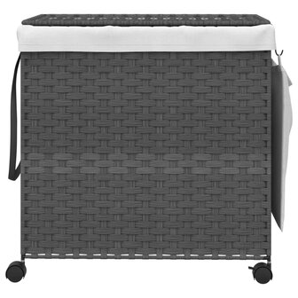 Wasmand op wielen 60x35x60,5 cm rattan grijs 3