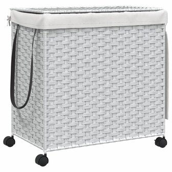 Wasmand op wielen 60x35x60,5 cm rattan wit 2