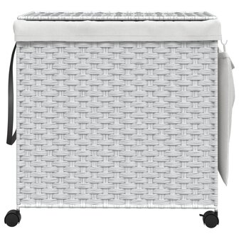 Wasmand op wielen 60x35x60,5 cm rattan wit 3