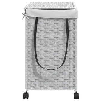 Wasmand op wielen 60x35x60,5 cm rattan wit 5