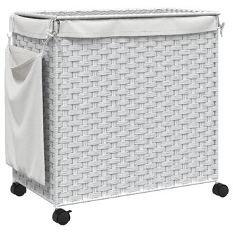 Wasmand op wielen 60x35x60,5 cm rattan wit 6