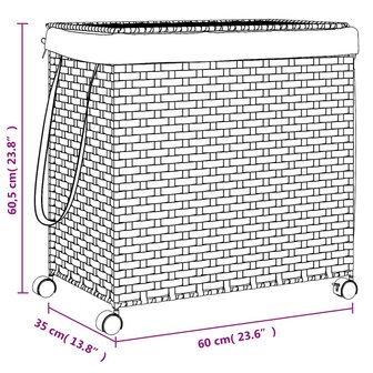 Wasmand op wielen 60x35x60,5 cm rattan wit 10