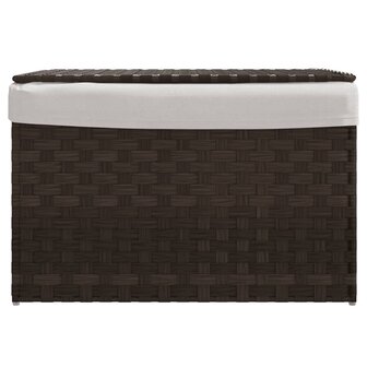 Wasmand met deksel 55,5x35x34 cm poly rattan donkerbruin 3