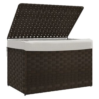 Wasmand met deksel 55,5x35x34 cm poly rattan donkerbruin 4