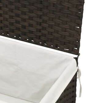 Wasmand met deksel 55,5x35x34 cm poly rattan donkerbruin 8