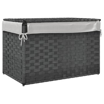 Wasmand met deksel 55,5x35x34 cm poly rattan grijs 6