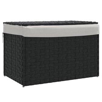 Wasmand met deksel 55,5x35x34 cm poly rattan zwart 2