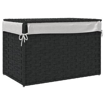 Wasmand met deksel 55,5x35x34 cm poly rattan zwart 6