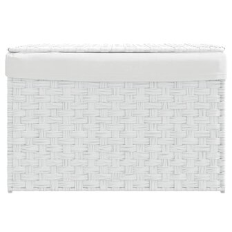 Wasmand met deksel 55,5x35x34 cm poly rattan wit 3