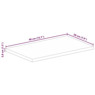 Tafelblad rechthoekig 40x20x3,8 cm massief mangohout 9